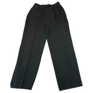 Talbots Black Pleated Wide Leg Trousers Women Size 4 High Rise